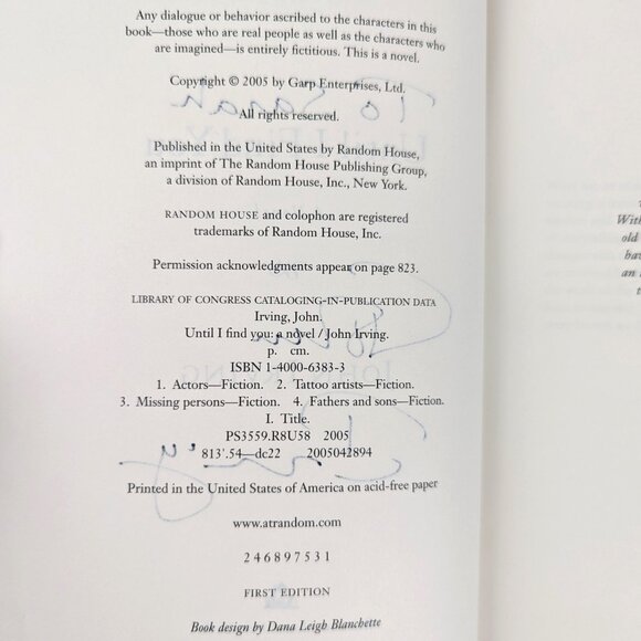 Until I Find You by John Irving SIGNED INSCRIBED FIRST EDITION Like New - Picture 6 of 15
